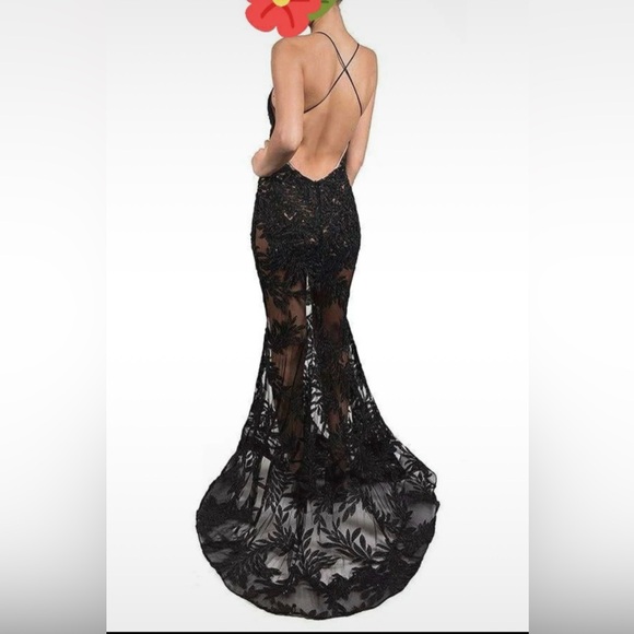 NADINE MERABI Stella Black Backless Lace Dress - Picture 6 of 15